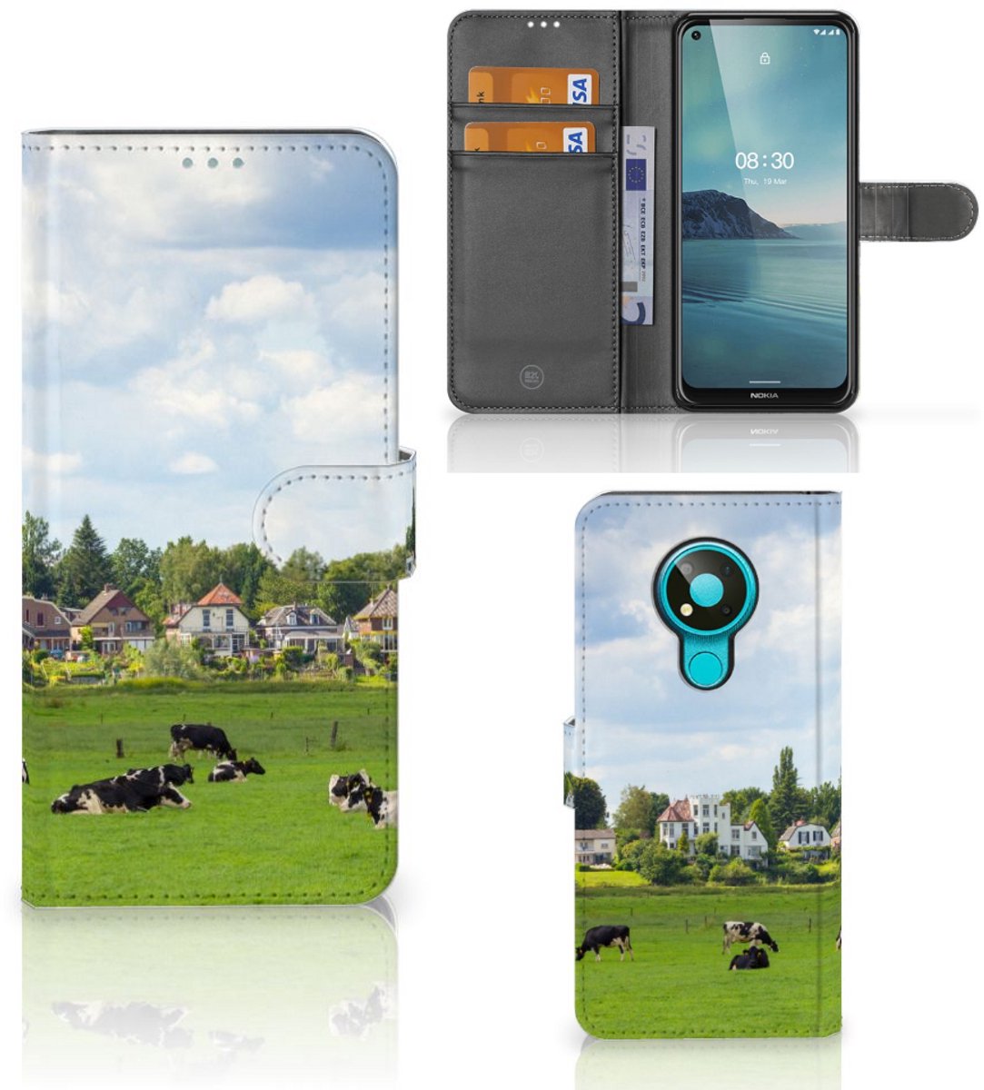 Nokia 3.4 Telefoonhoesje met Pasjes Koeien