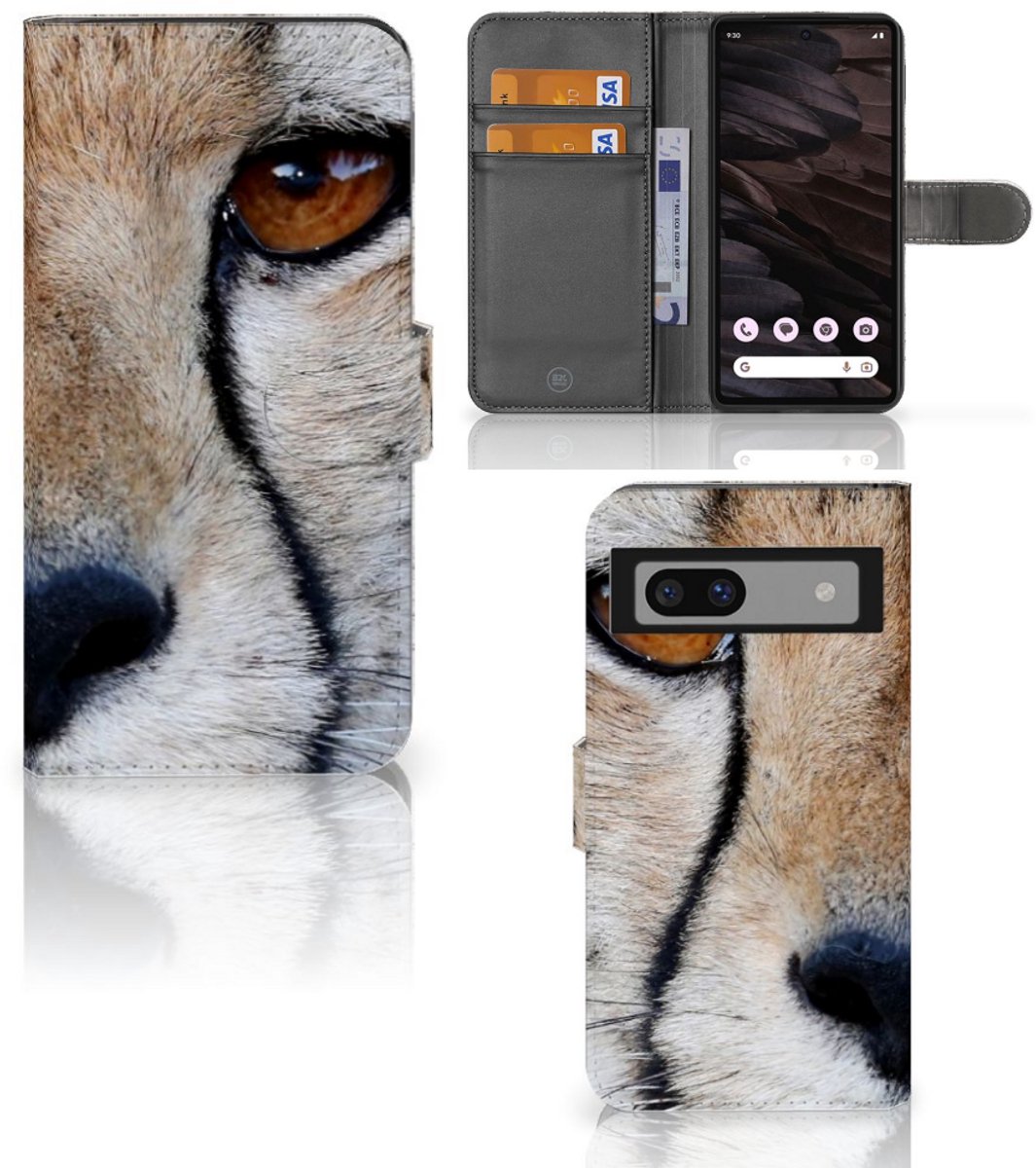 Google Pixel 7A Telefoonhoesje met Pasjes Cheetah