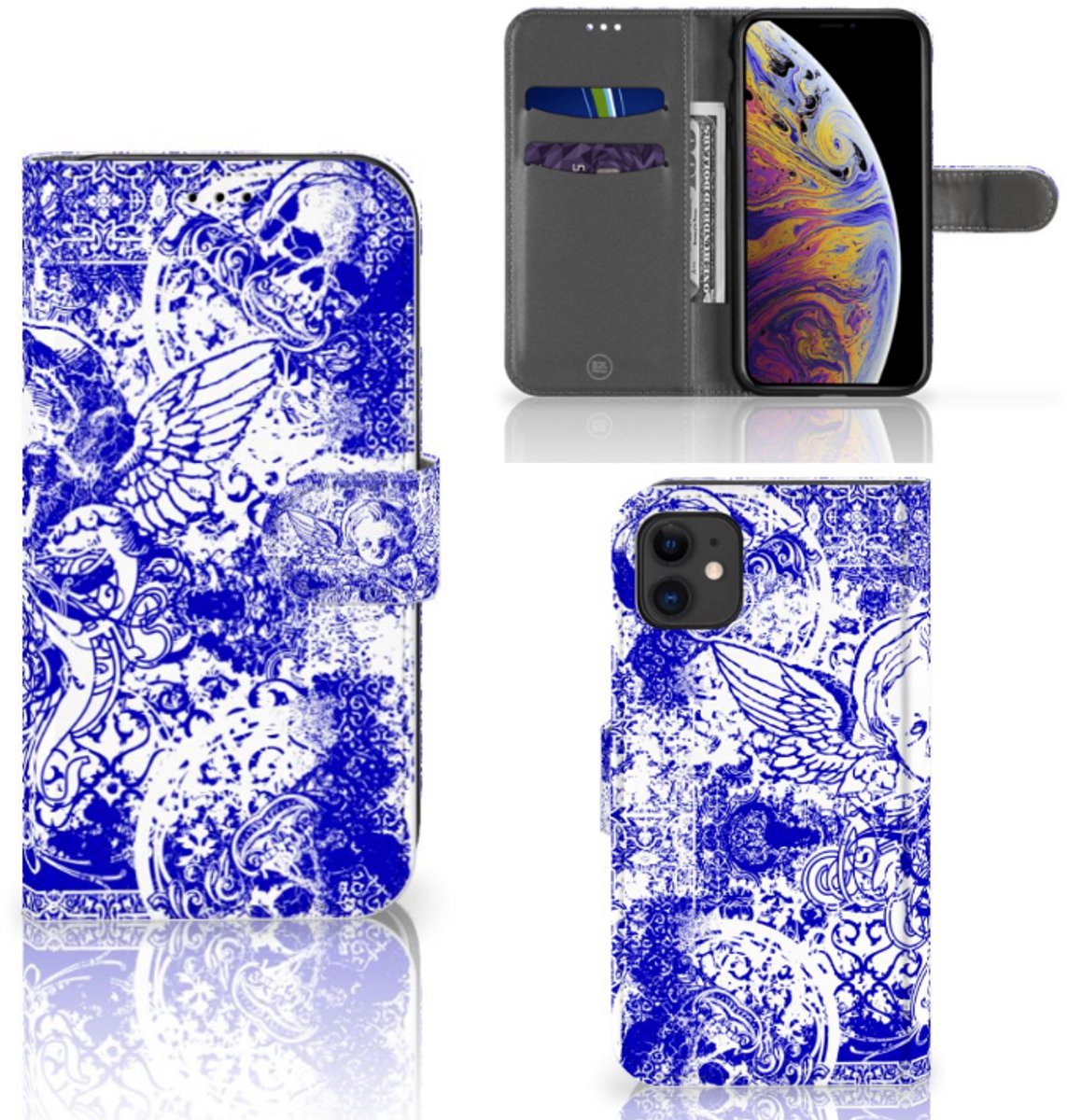 Telefoonhoesje met Naam Apple iPhone 11 Angel Skull Blauw