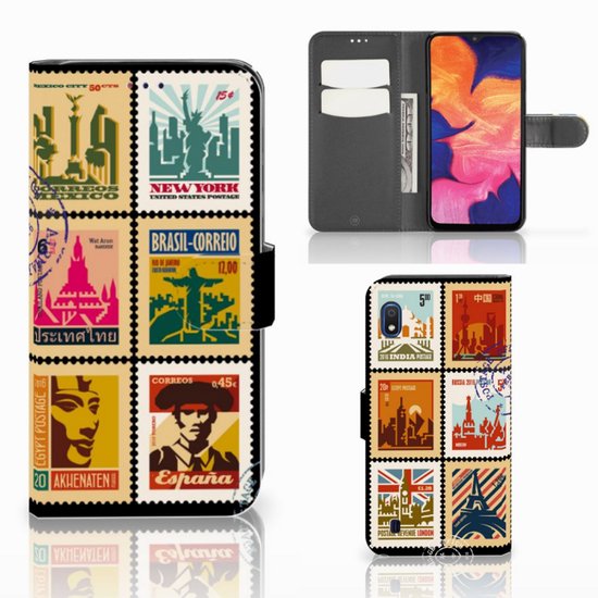Portefeuille Samsung Galaxy A10 Cuir PU Portefeuille Livre Timbres