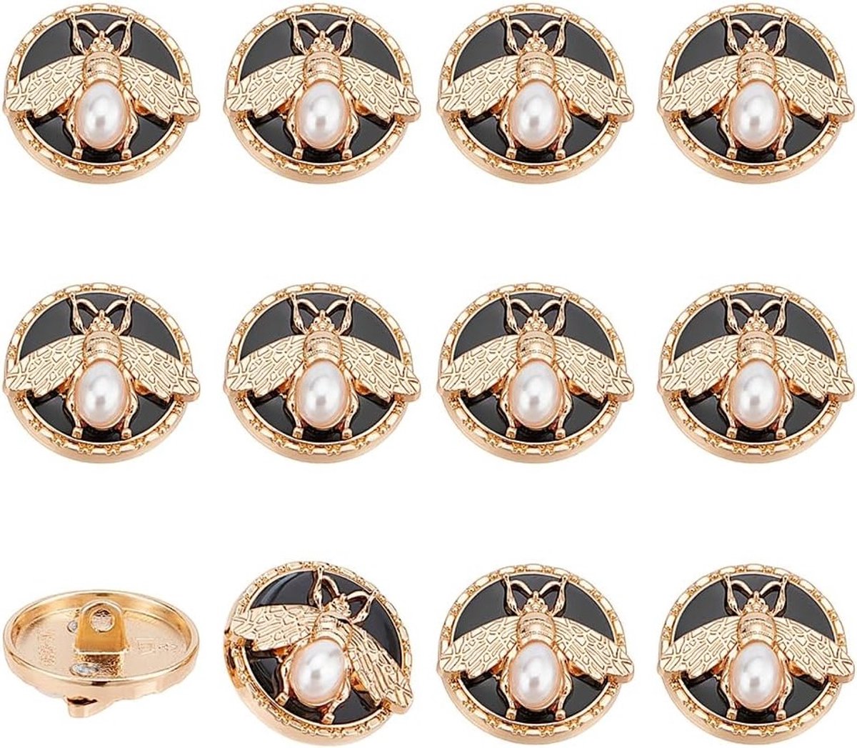 12 Stuks 3D Bij Vormige Metaal Kralen, 20mm Ronde Kralen voor Sieraden Maken, Naaiknopen en Accessoires in Goud
