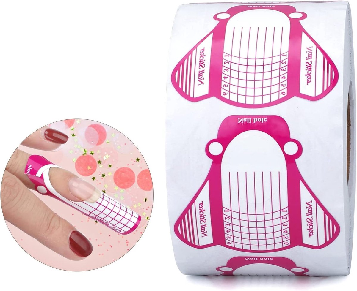 500 Stuks Zelfklevende Nagelsjablonen voor Nagelverlenging - Roze Gel Nagelsjablonen voor Perfecte Nagels