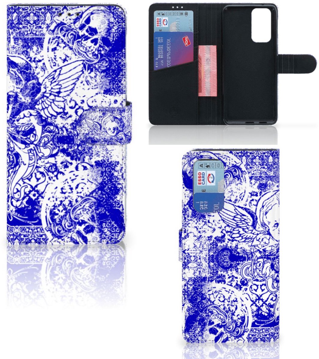 Telefoonhoesje met Naam OnePlus 9 Pro Angel Skull Blauw