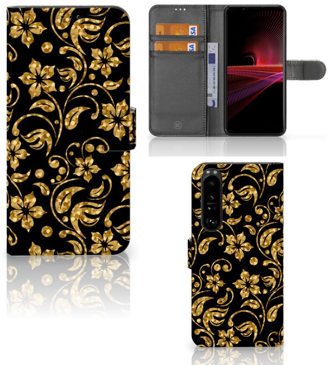 Sony Xperia 1 III Hoesje Gouden Bloemen