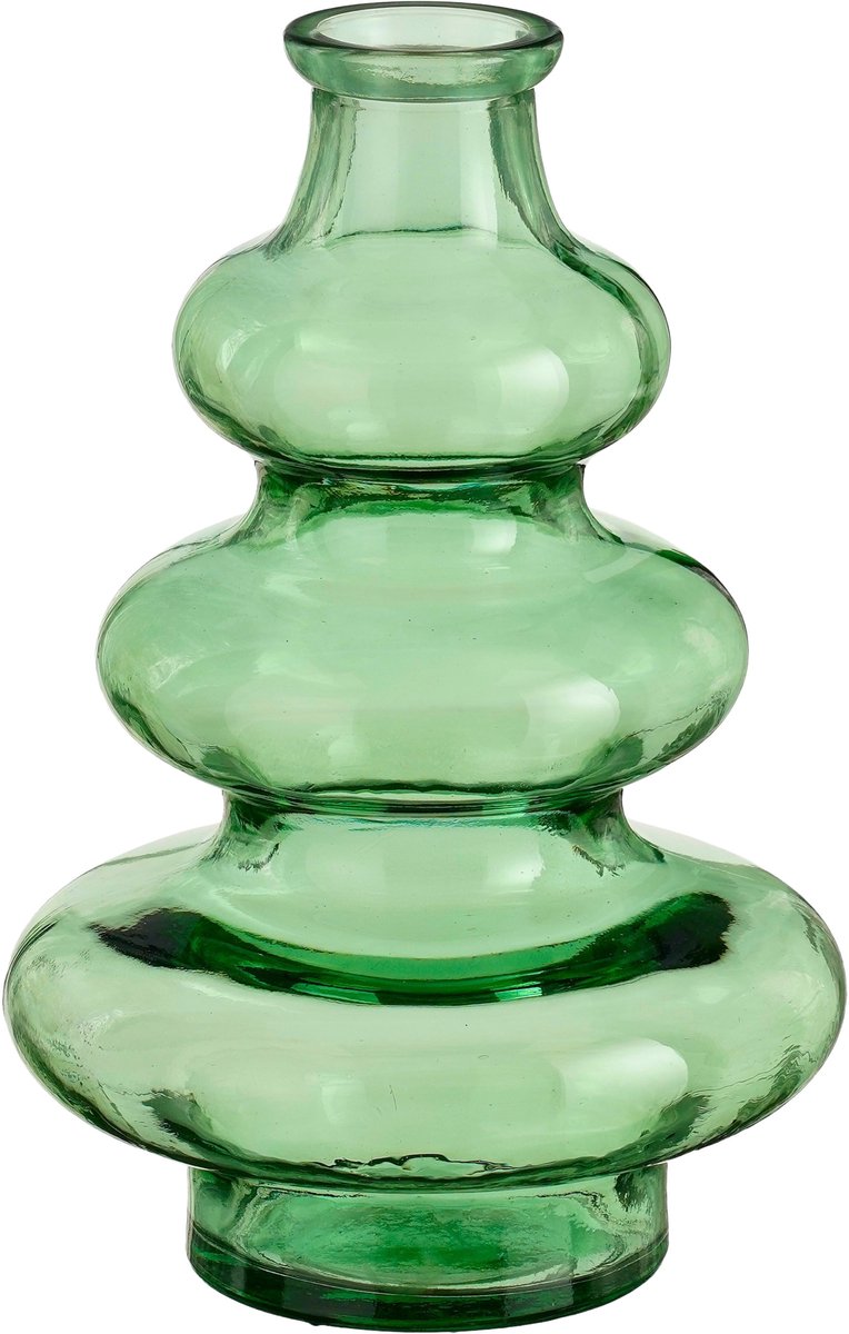 Mica Decorations Bloemenvaas Sira - transparant glas - groen - D14,5 x H22 cm - vaas - sierlijk model