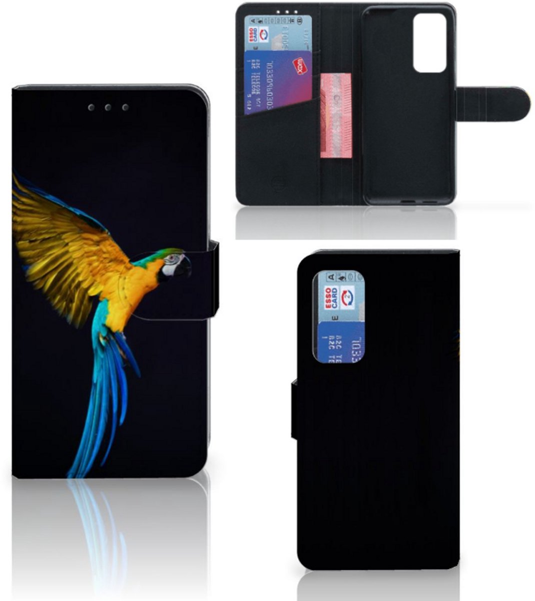 Huawei P40 Telefoonhoesje met Pasjes Papegaai