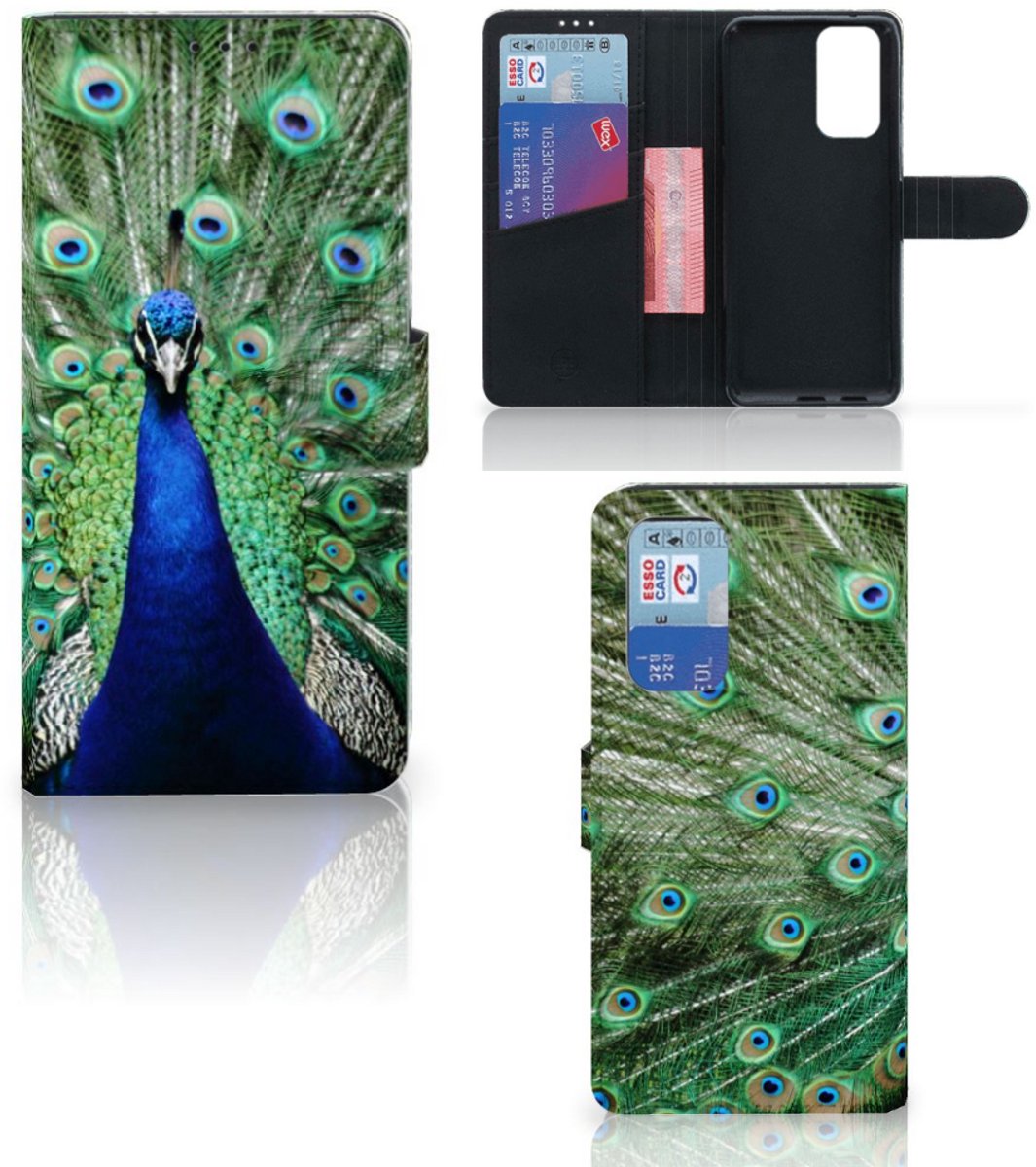 OnePlus 9 Pro Telefoonhoesje met Pasjes Pauw