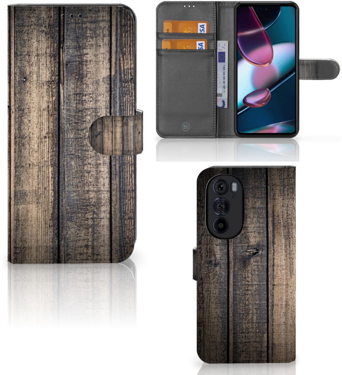 Boekhoesje voor Motorola Edge 30 Pro Book Style Case Steigerhout