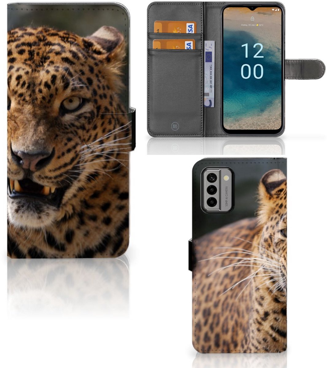 Nokia G22 Telefoonhoesje met Pasjes Luipaard