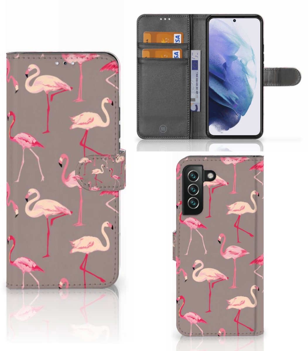 Samsung Galaxy S22 Plus Telefoonhoesje met Pasjes Flamingo