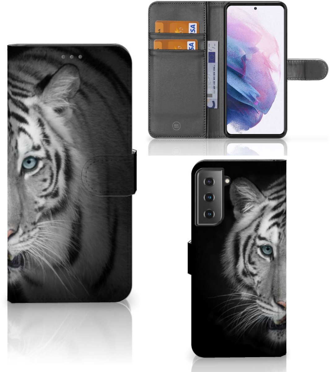 Samsung Galaxy S21 Plus Telefoonhoesje met Pasjes Tijger