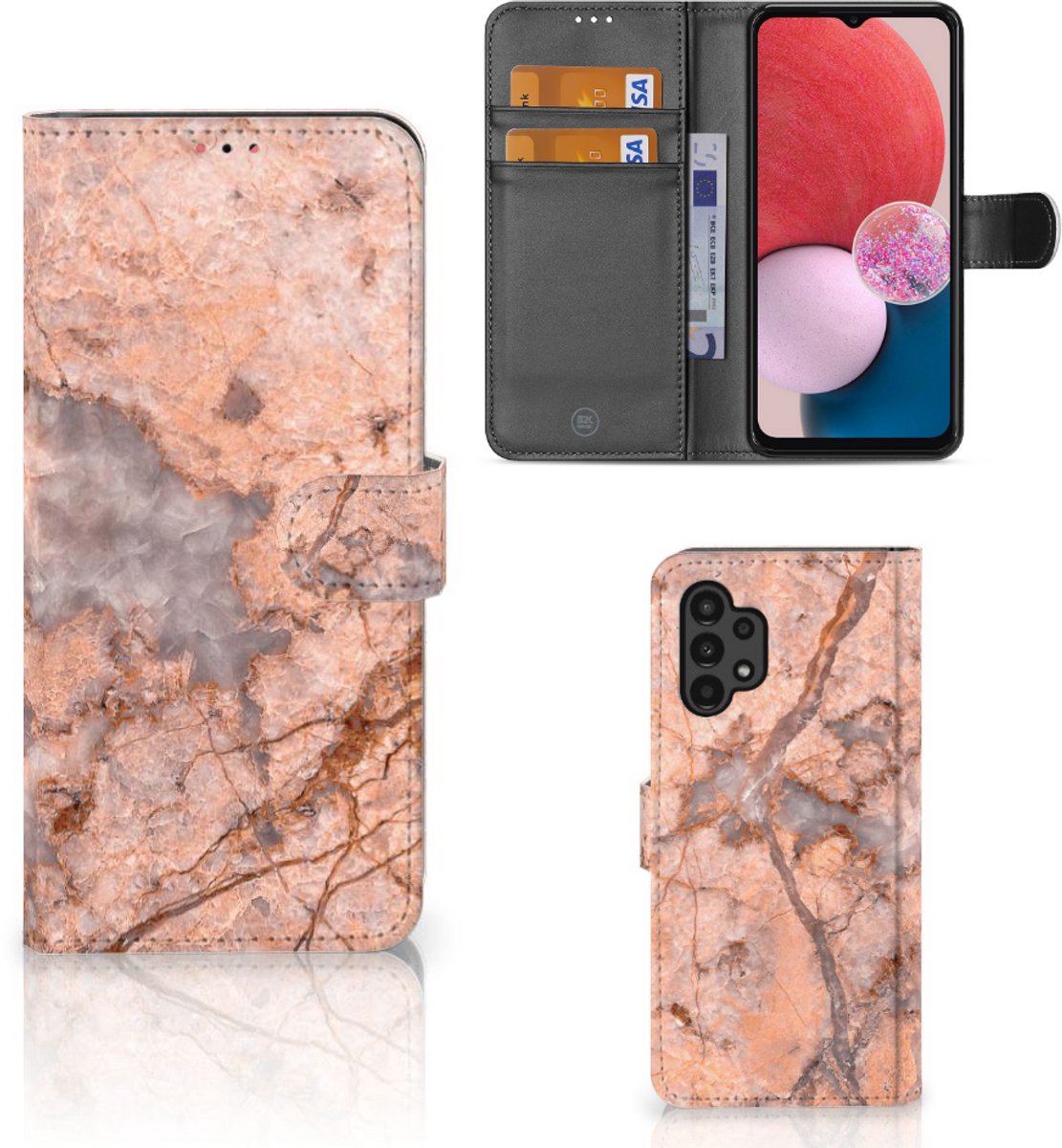 Samsung Galaxy A13 (4G) Bookcase Marmer Oranje