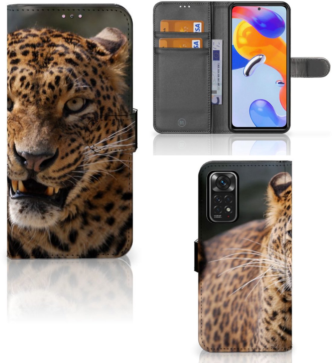 Xiaomi Redmi Note 11 Pro 5G/4G Telefoonhoesje met Pasjes Luipaard
