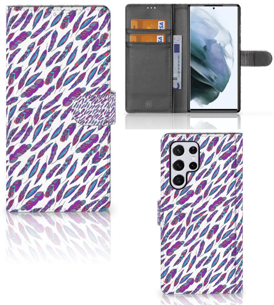 Samsung Galaxy S22 Ultra Telefoon Hoesje Feathers Color