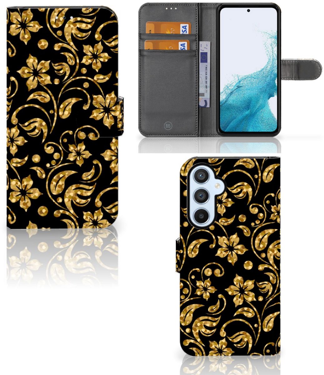 Samsung Galaxy A54 5G Hoesje Gouden Bloemen