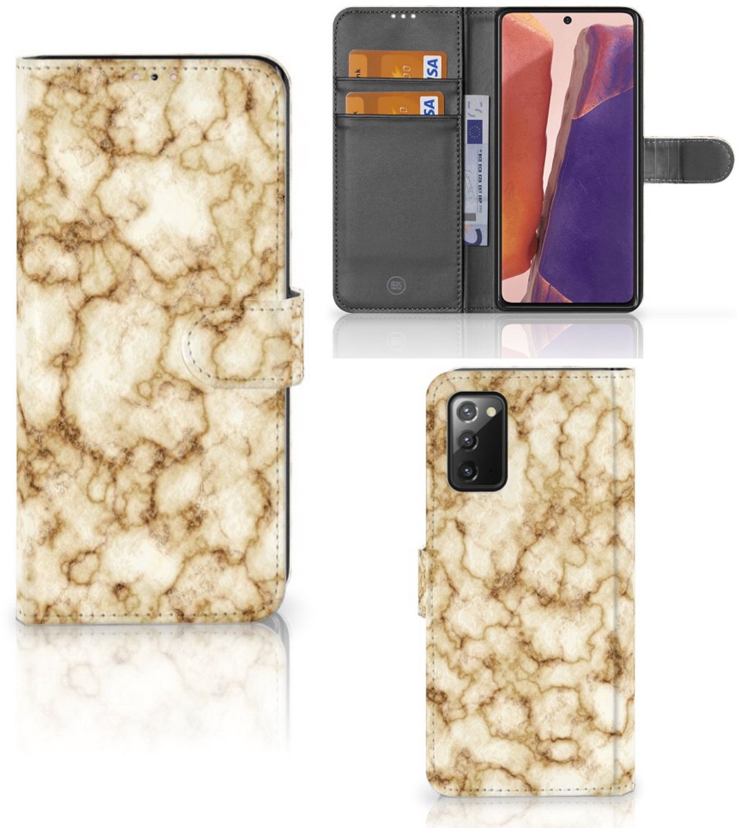 Boekhoesje voor Samsung Galaxy Note 20 Bookcase Marmer Goud
