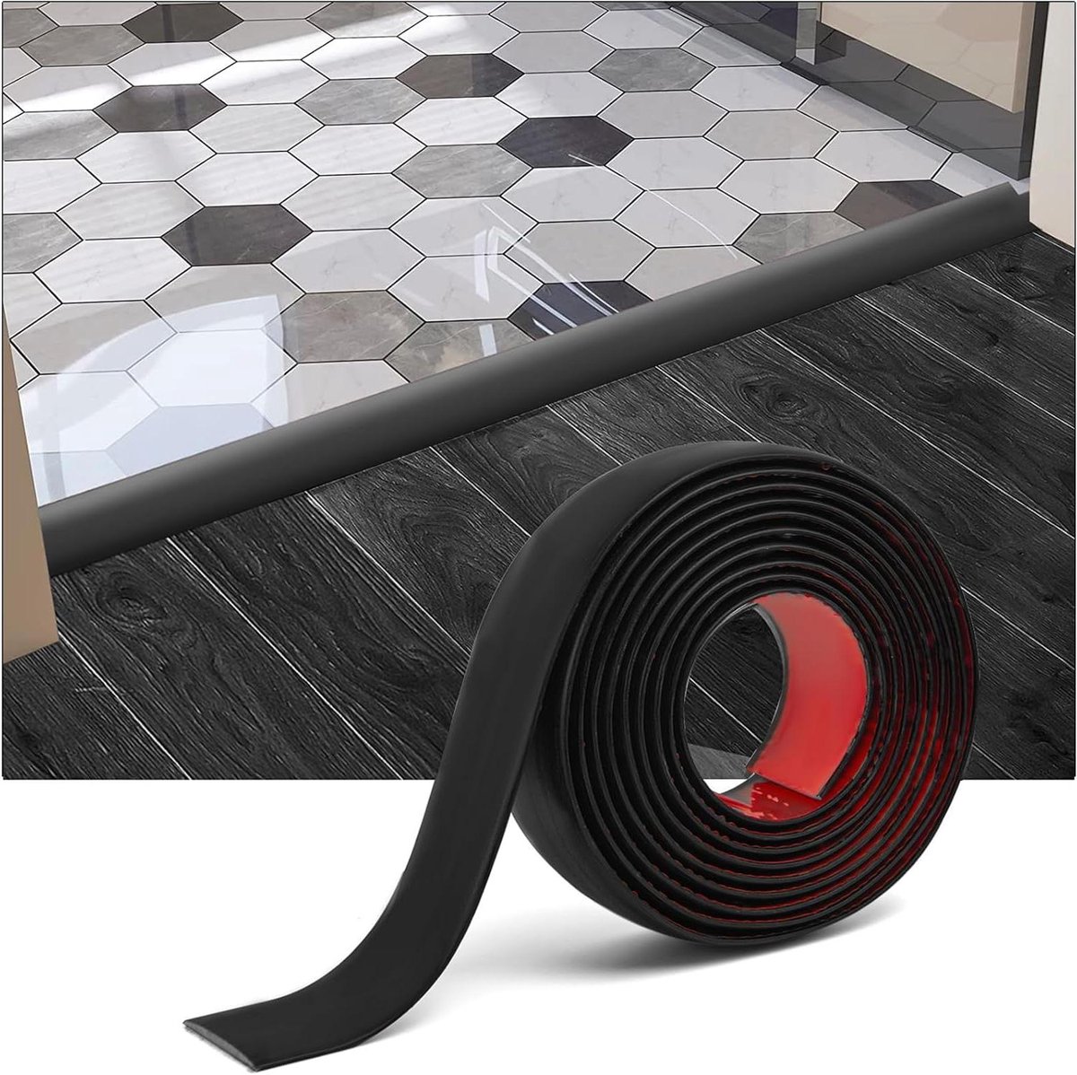 Art3d Zelfklevende vinylvloerovergangstroken laminaatvloerstrips platte vloerscheidingsstr