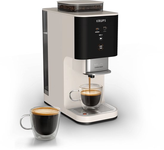 Krups Coffee Crush SA4001 - Automatische koffiemachine - Ivory - Compact 15 cm - Geschikt voor bonen en gemalen koffie