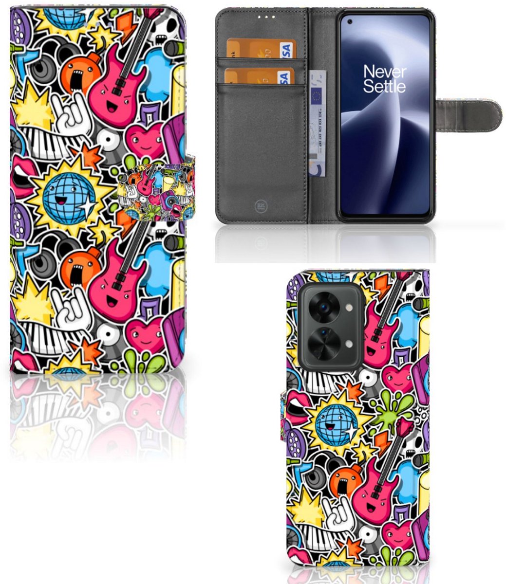 OnePlus Nord 2T Wallet Case met Pasjes Punk Rock