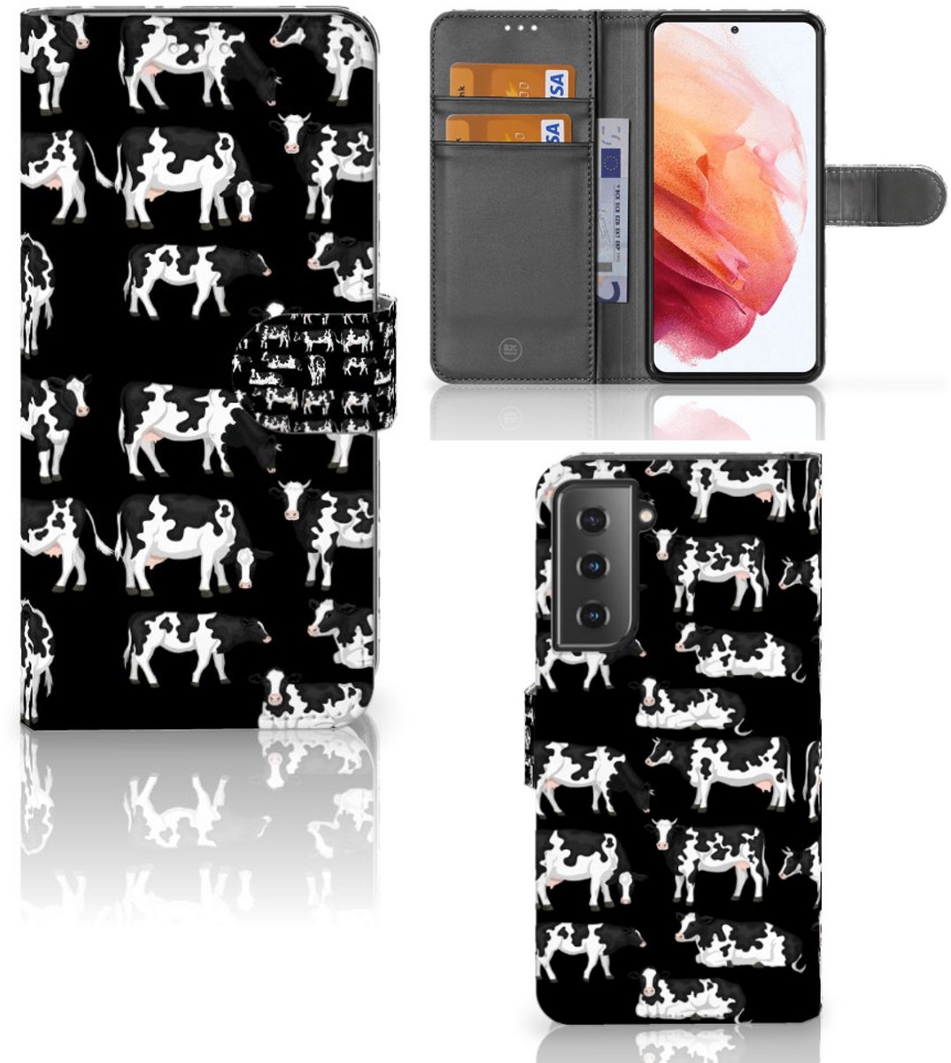 Samsung Galaxy S21 Telefoonhoesje met Pasjes Koetjes