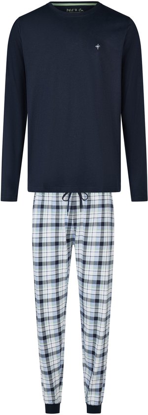 Phil & Co Heren Lange Pyjama Set Blauw Geruit - Maat M