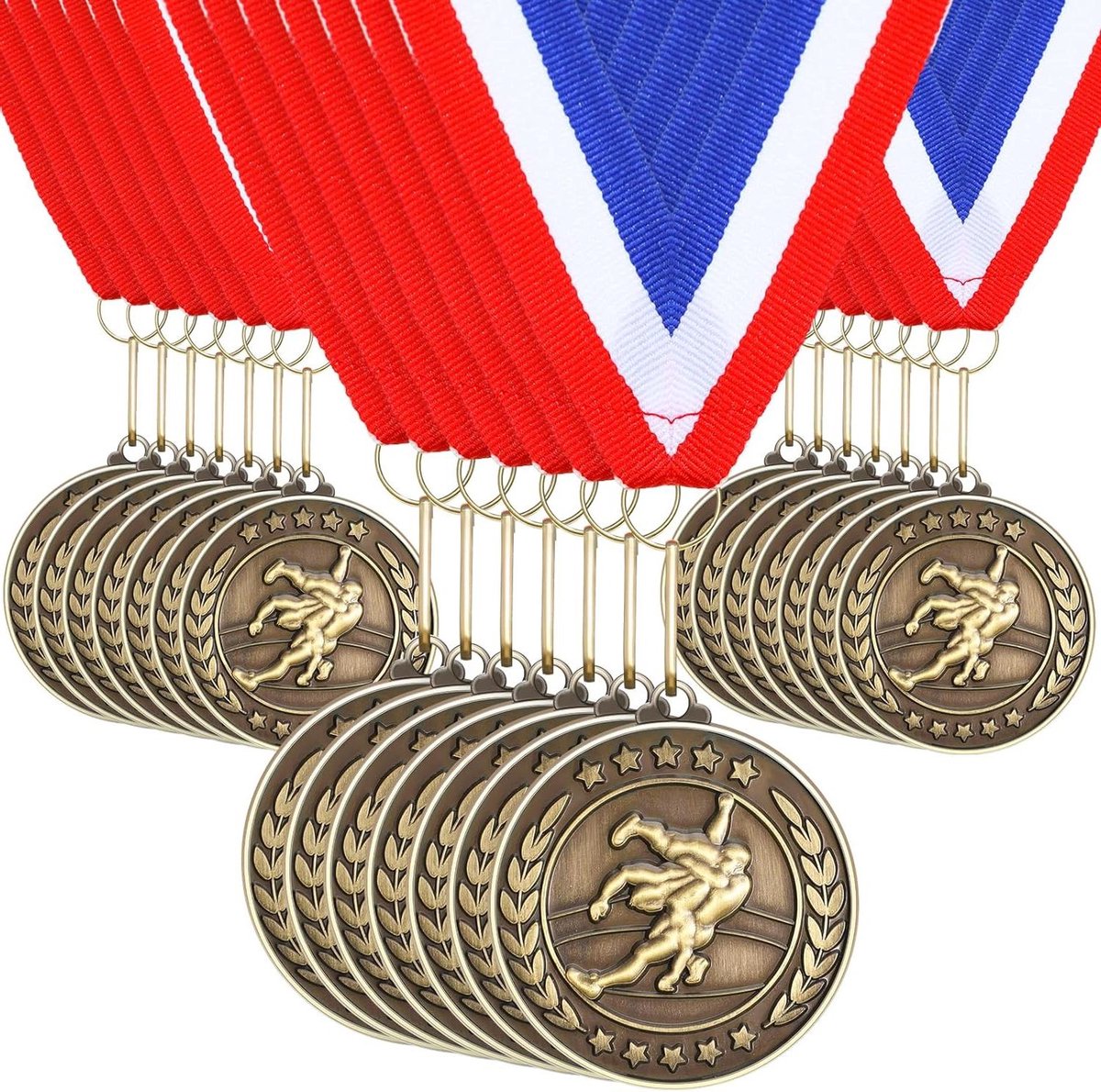 Sportmedailles Goud - Trofee Medailles - Wedstrijden Prijzen Uitdelen - Met Neklinten - 60 Stuks - Goud