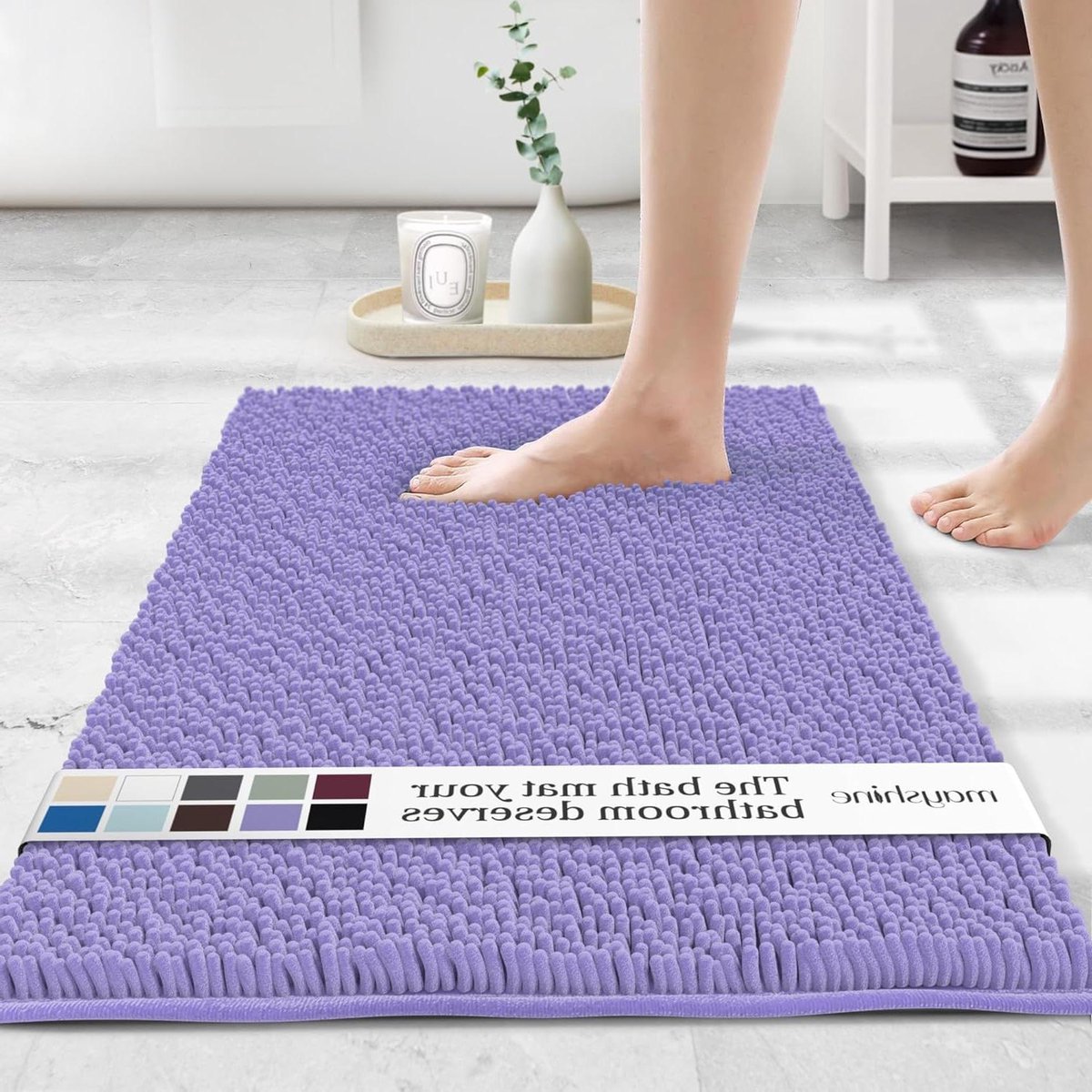 Badkamermat - Douchekleed Vloerkleed - Voeten Drogen - Drievoudige Luxe Laag - 60x100 cm - Lavendel