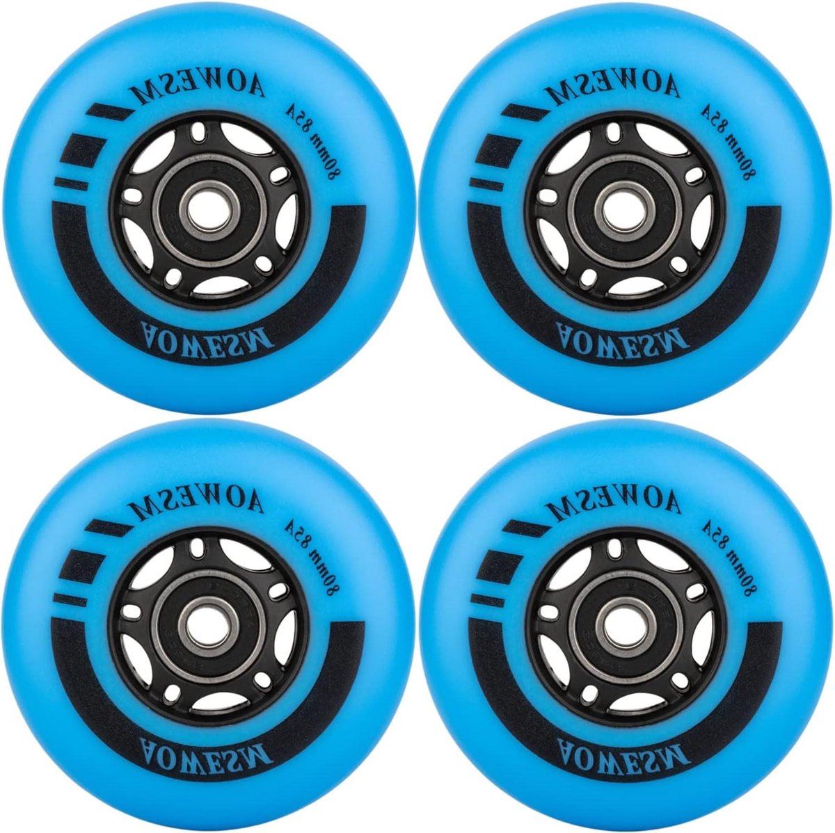 Inline Skate Wielen - Skeeler Wielen - Buiten Skeeleren - Speciaal voor Asfalt - 80 mm - Blauw