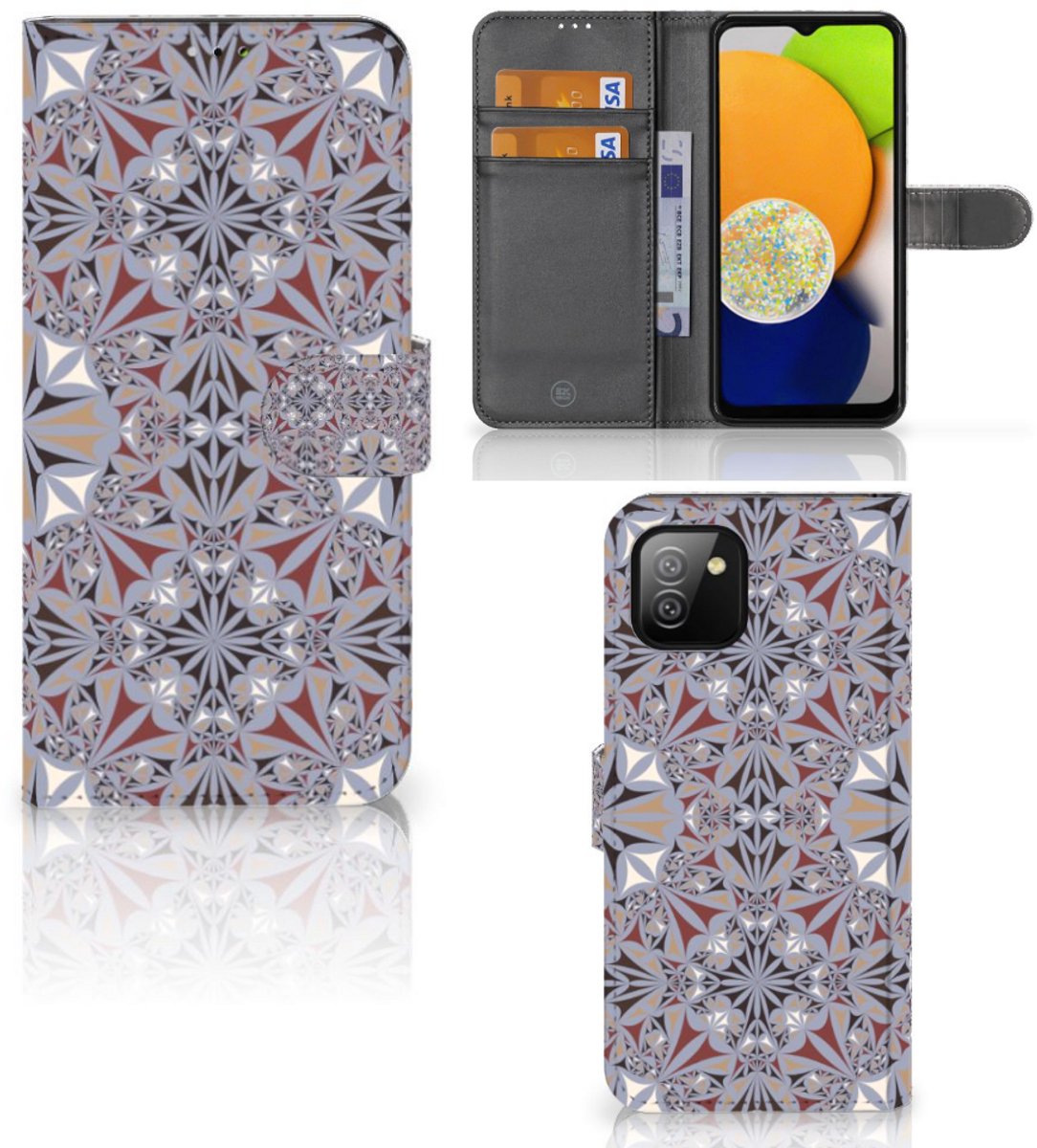 Boekhoesje voor Samsung Galaxy A03 Bookcase Flower Tiles