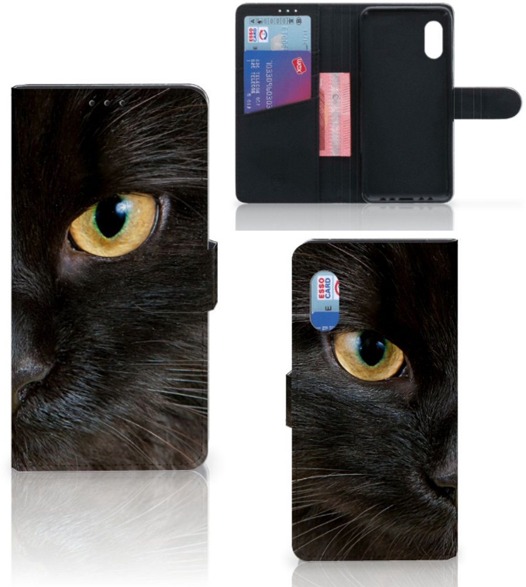 Samsung Xcover Pro Telefoonhoesje met Pasjes Zwarte Kat