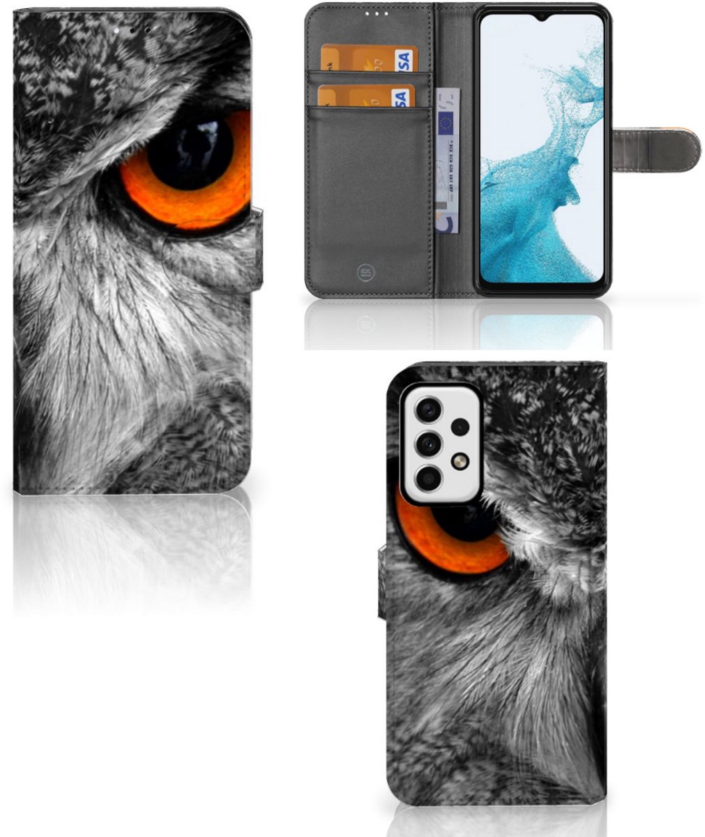 Book Case voor Samsung Galaxy A23 Telefoonhoesje met Pasjes Uil