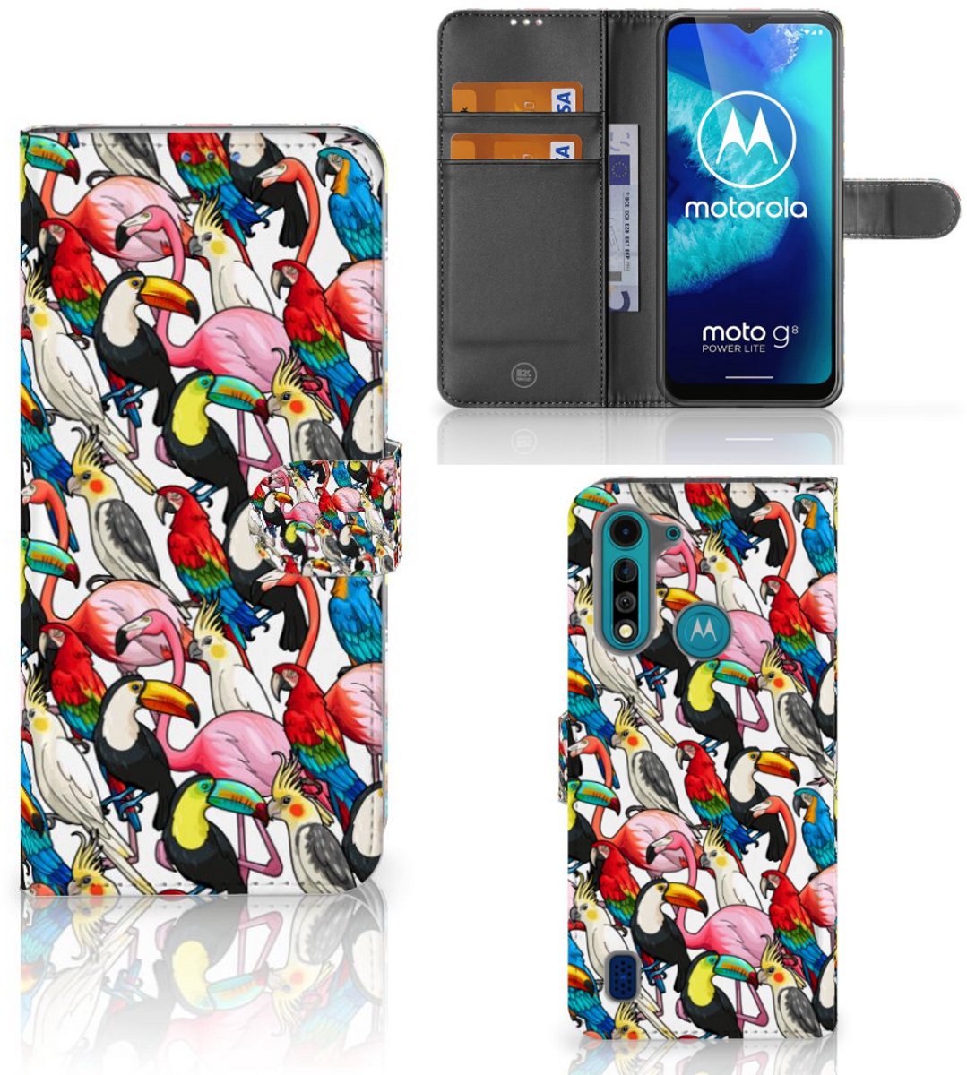 Motorola G8 Power Lite Telefoonhoesje met Pasjes Birds