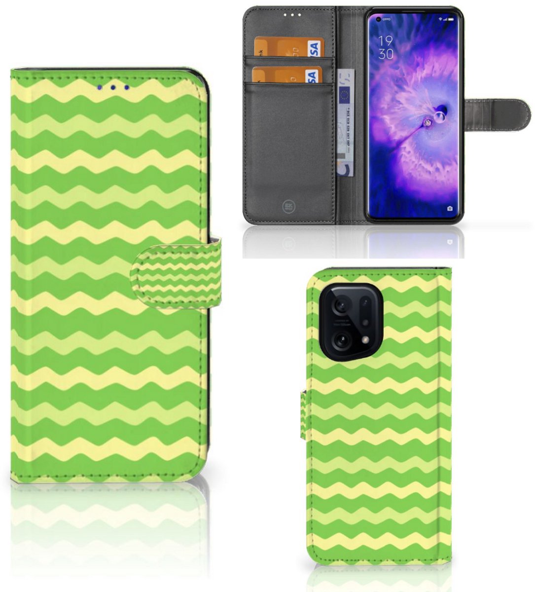 OPPO Find X5 Telefoon Hoesje Waves Green