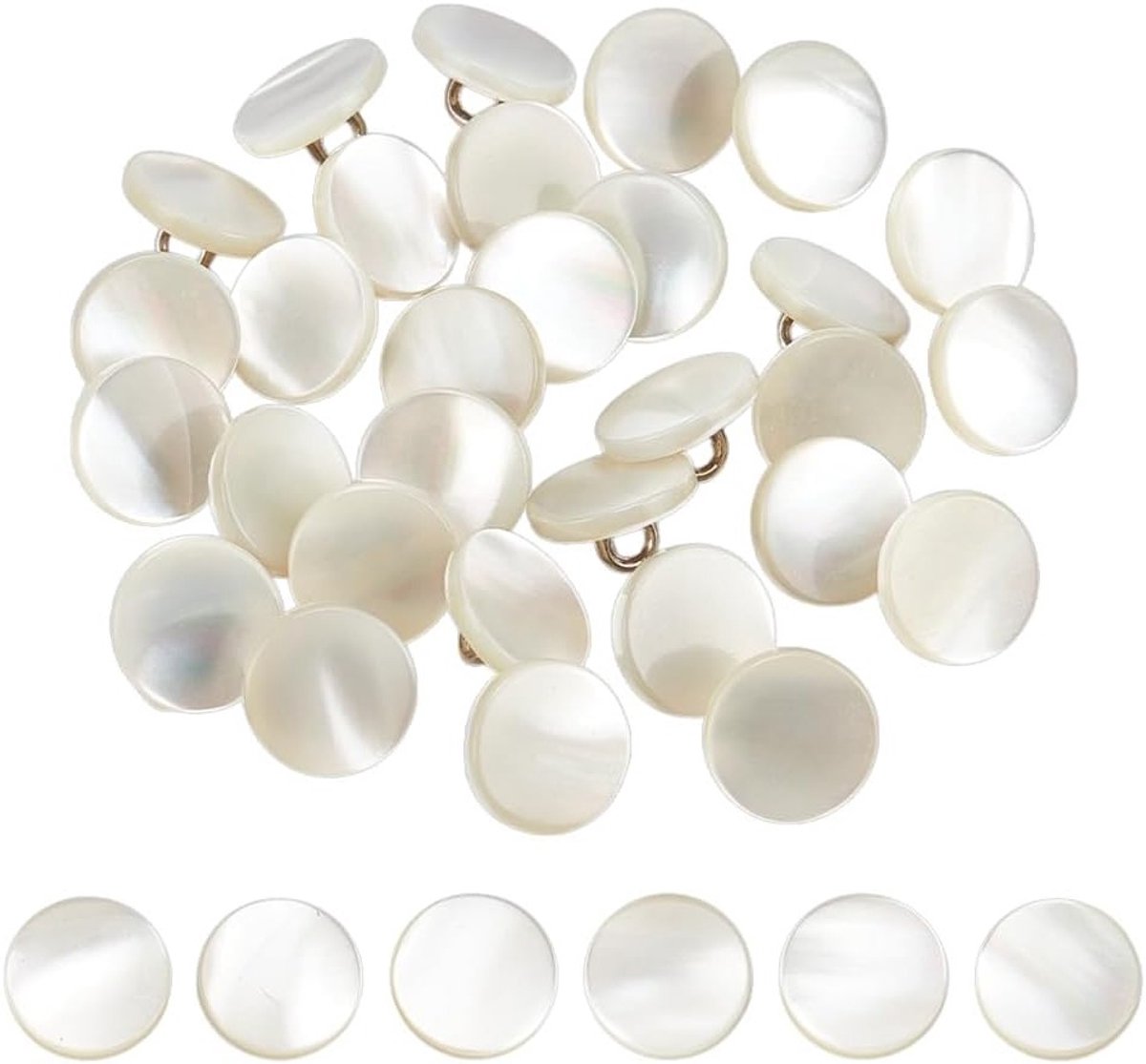 30 Stuks Moeder Van Parel Knopen met Shank - 11mm Witte Natuurlijke MOP voor Kostuums, Naaiwerk en Creatieve Handwerken