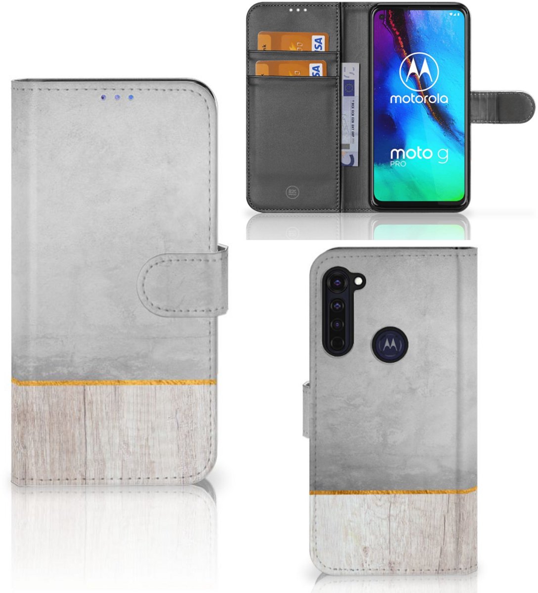 Motorola Moto G Pro Book Style Case Wood Concrete