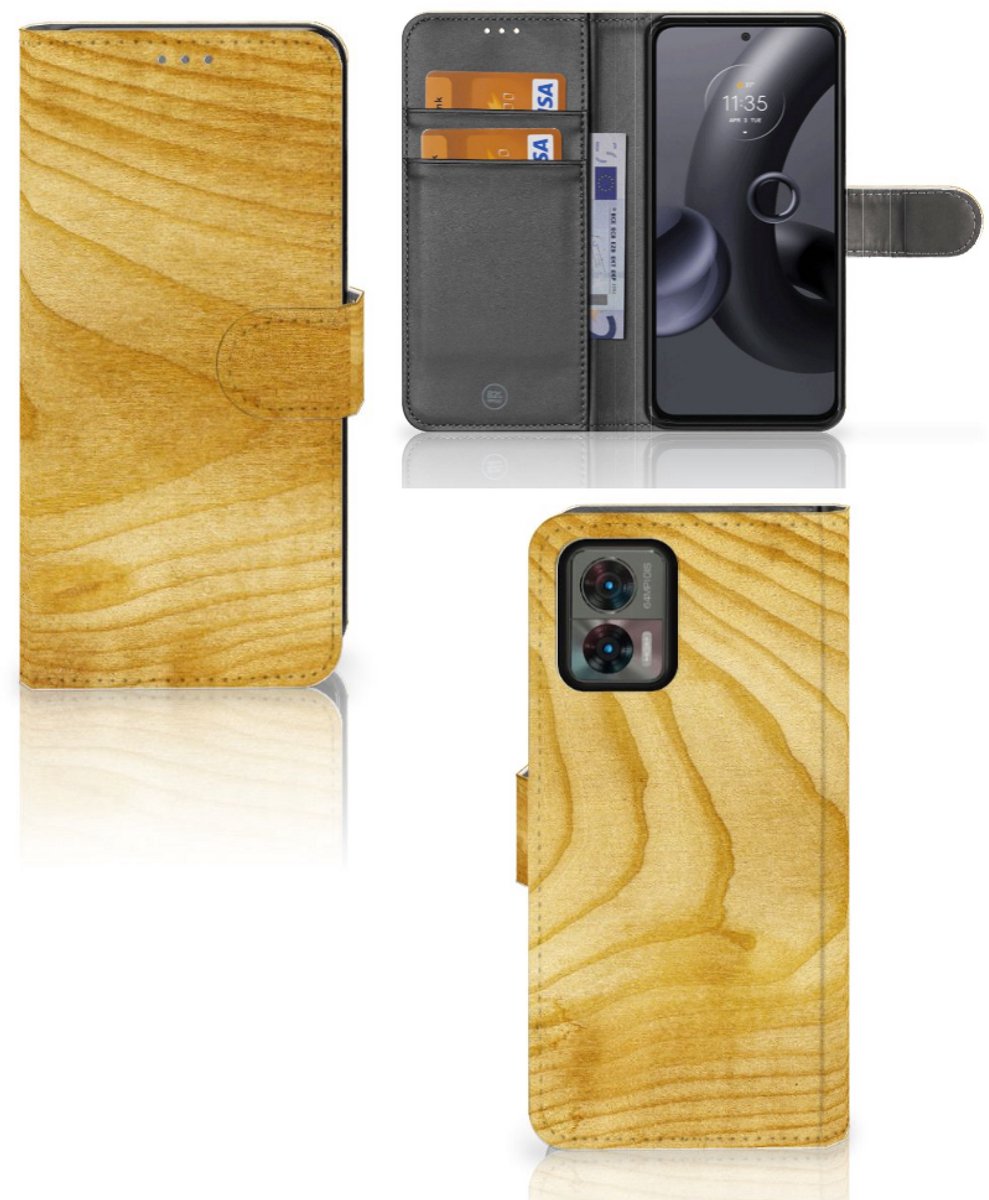 Motorola Edge 30 Neo Book Style Case Licht Hout