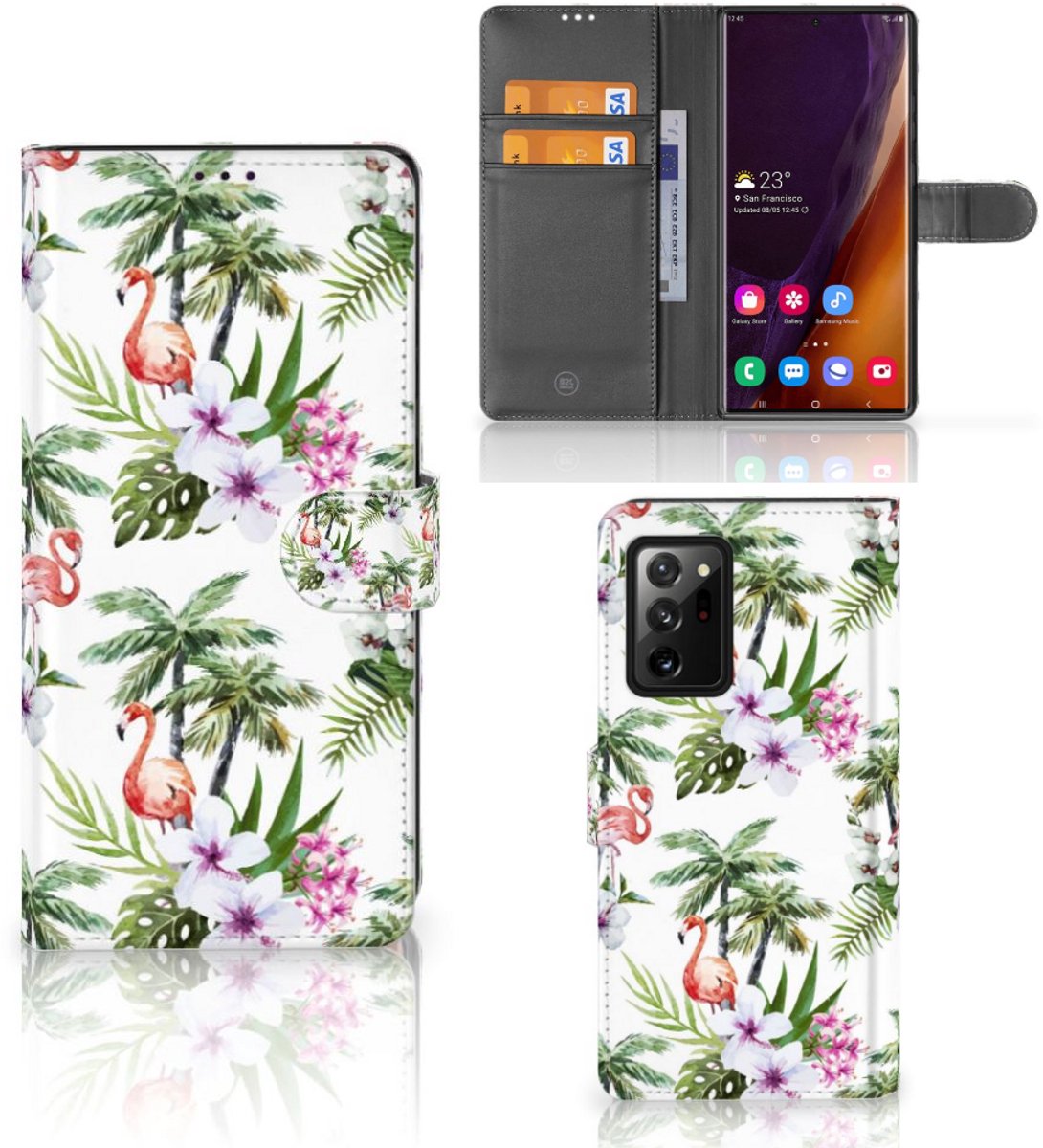 Samsung Galaxy Note20 Ultra Telefoonhoesje met Pasjes Flamingo Palms