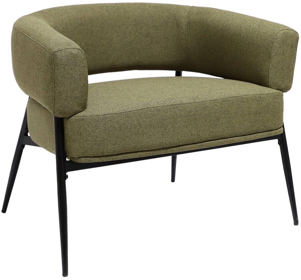sweeek Fauteuil stof gebogen rugleuning metalen frame l 81,5 x b 72,5 x h 69 cm - cristo kaki