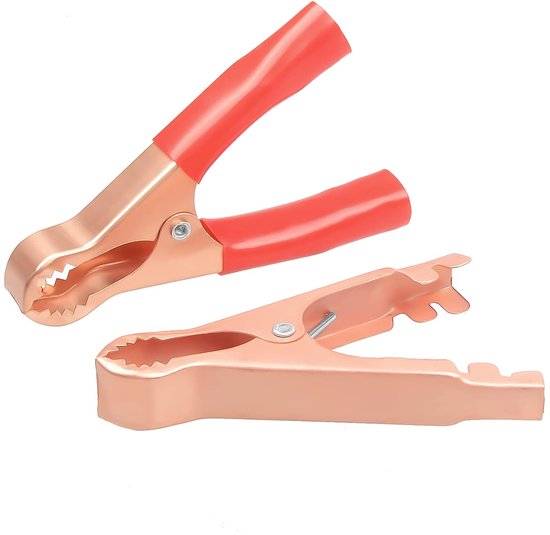 Set van 6 - 50A krokodillenklemmen - Geïsoleerde, zware metalen veerklemmen - Volledig koperen acculaadklemmen - Roestvrij staal - Rood en zwart van Merkloos — afbeelding 4