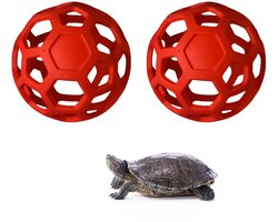 Allecto - - Schildpad Voerbal - Speelgoed voor Kleine Dieren - Rood - Snackdispenser - Stimuleert Actief Spel - Geschikt voor Schildpad en Konijn - 2.