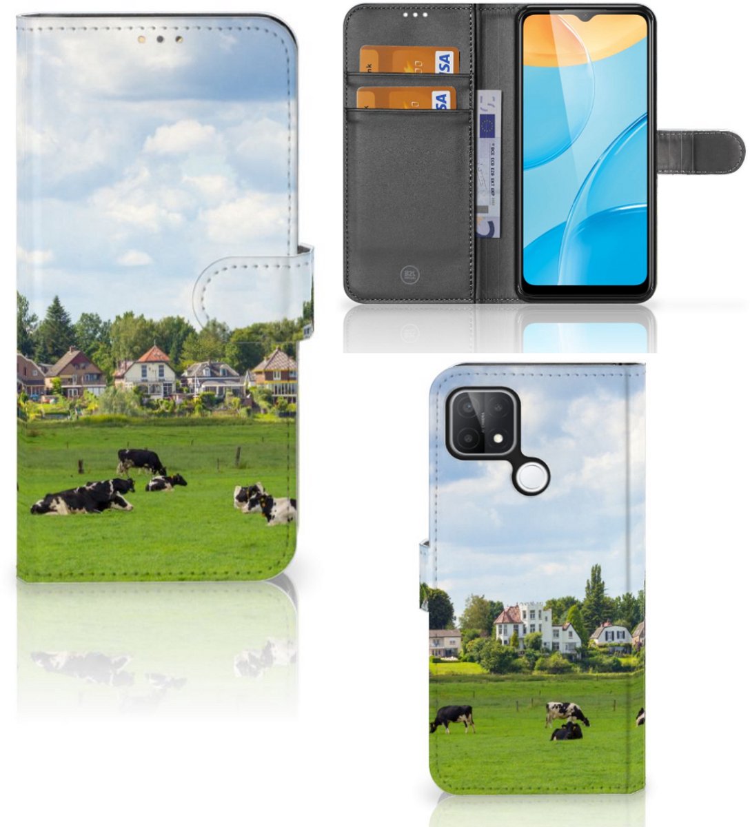 OPPO A15 Telefoonhoesje met Pasjes Koeien