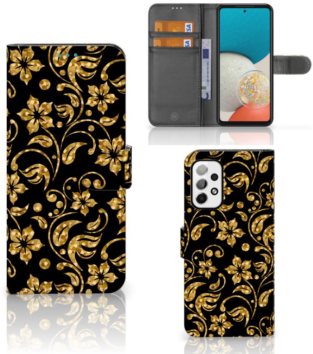 Samsung Galaxy A73 5G Hoesje Gouden Bloemen