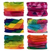 Multicolor nek warmer buff set 6 stuks unisex geometrisch patroon naadloze nekwarmer hals doek gezicht sjaal multifunctionele hoofddoek voor fietsen hardlopen wandelen en outdoor activiteiten