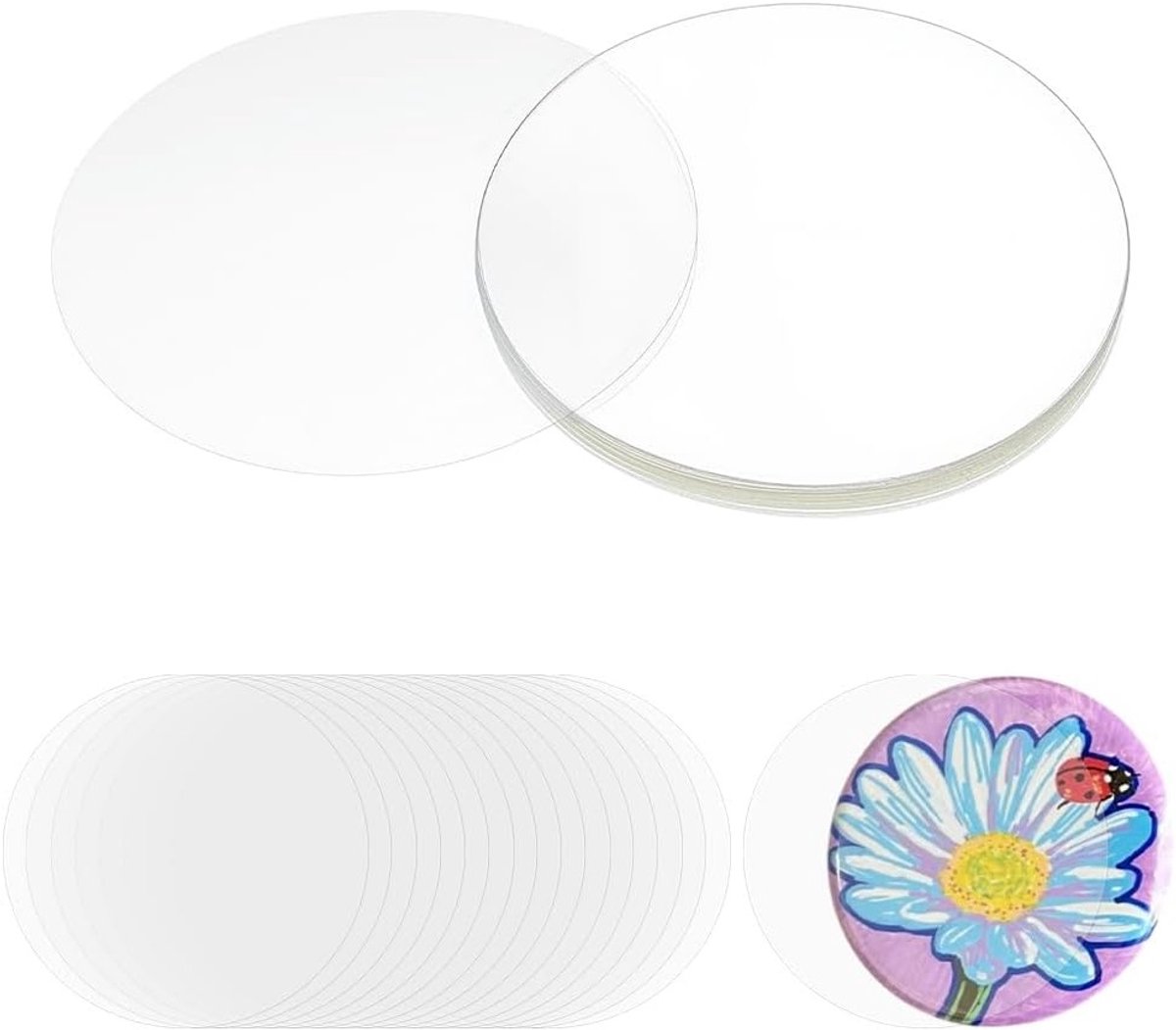 300 Stuks Transparante Beschermfolie voor Badges - 69mm Ronde Badge, Beschermfolie voor Pin Knopen en DIY Button Broches Accessoires
