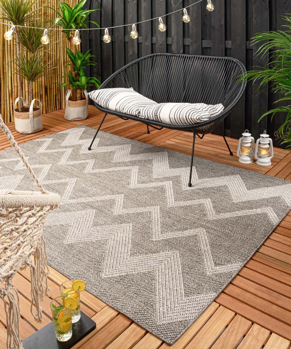Buitenkleed zigzag - Sunny zilver 80x150