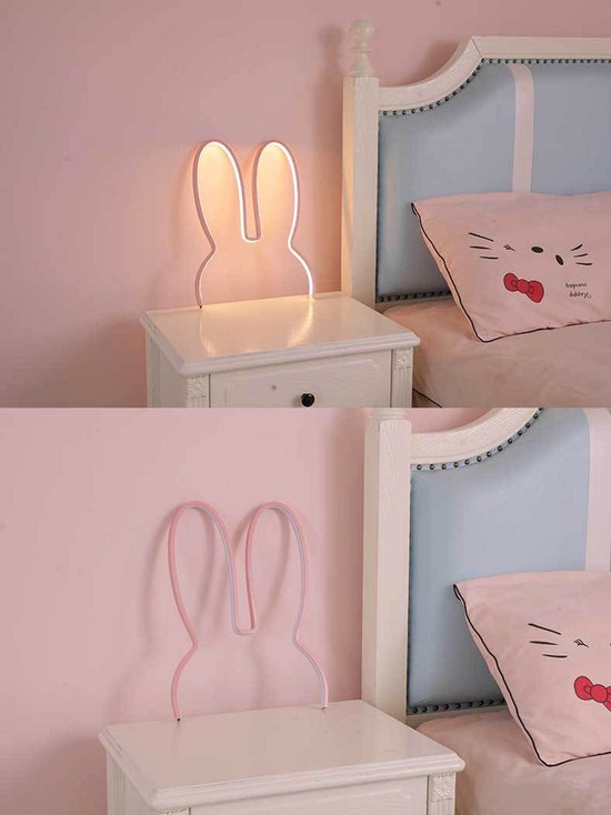 Konijn Nachtlamp LED - Wandlamp - Zonder Boren - Dimbaar - Warm Wit - Baby Kinder Kamer van Gogomini — afbeelding 3