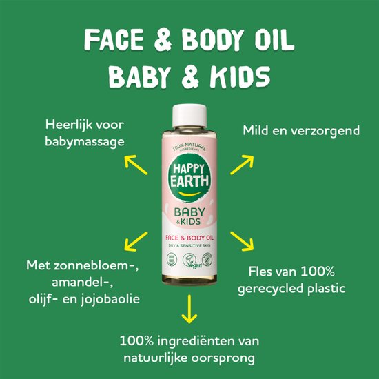 Happy Earth Face & Body Oil 100% Natuurlijk Baby & Kids 150 ml van Happy Earth — afbeelding 2