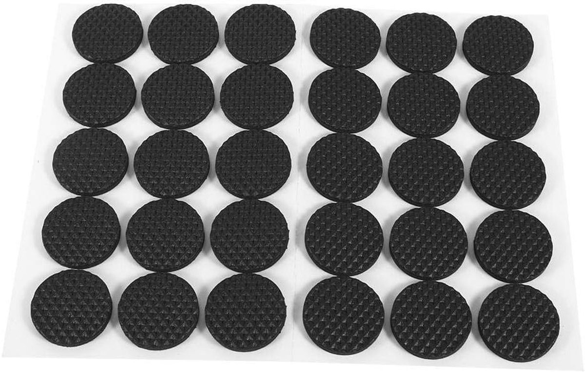 Ronde Zwarte Antislip Rubber Voetbeschermers voor Meubels - 30 Stuks voor Kasten, Elektronica en Fotolijsten
