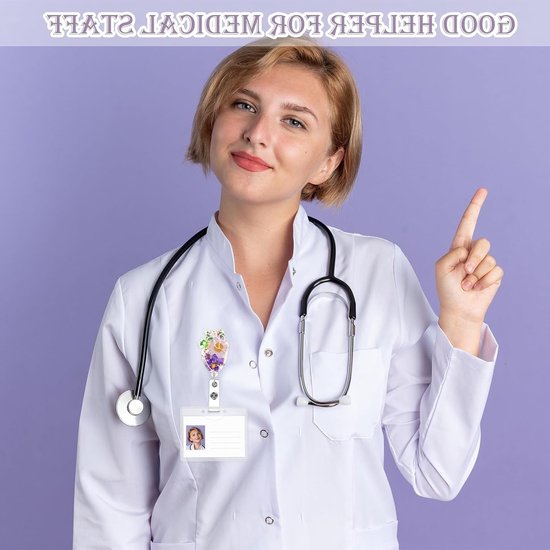 Hartvormige Retractable Badge Reel met Krokodillenclip, Droogbloemen Houders voor ID Kaarten, Perfect voor Dokters en Verpleegkundigen — afbeelding 5