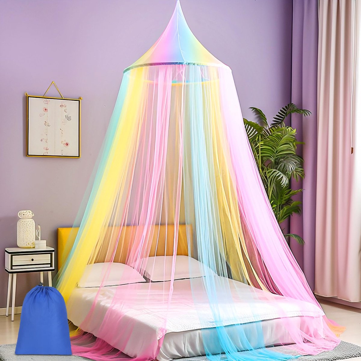 carmdering - Klamboe - Muggennet - Hemelbedgordijn - Koepel Klamboe - 800×280×65 cm, past alle bedden, ademend polyester - Twee ophangmethodes, geen boren nodig - Hoog plafondontwerp, stijlvol en luxe - Draagbaar, ideaal voor binnen en buiten